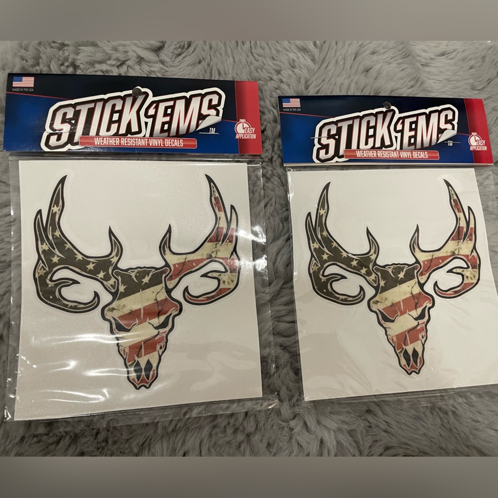 American Flag Deer Skull Vinyl Stickers